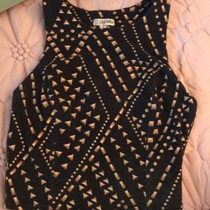 Black Crop Top with gold accents